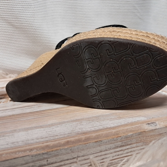 UGG Tawny Black Suede Wedges Size 10 - Picture 5 of 6